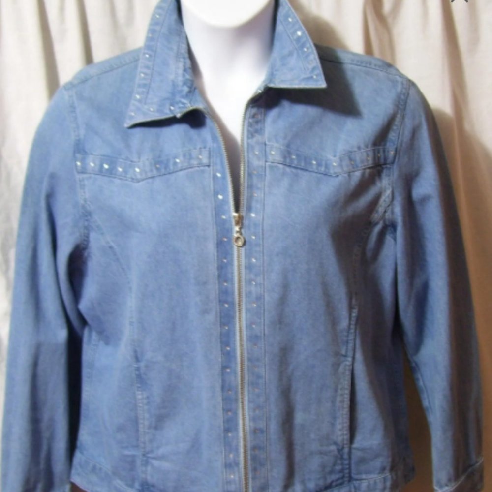 Cathy Daniels Denim Jacket with Free Bling Accent Camisole Size L